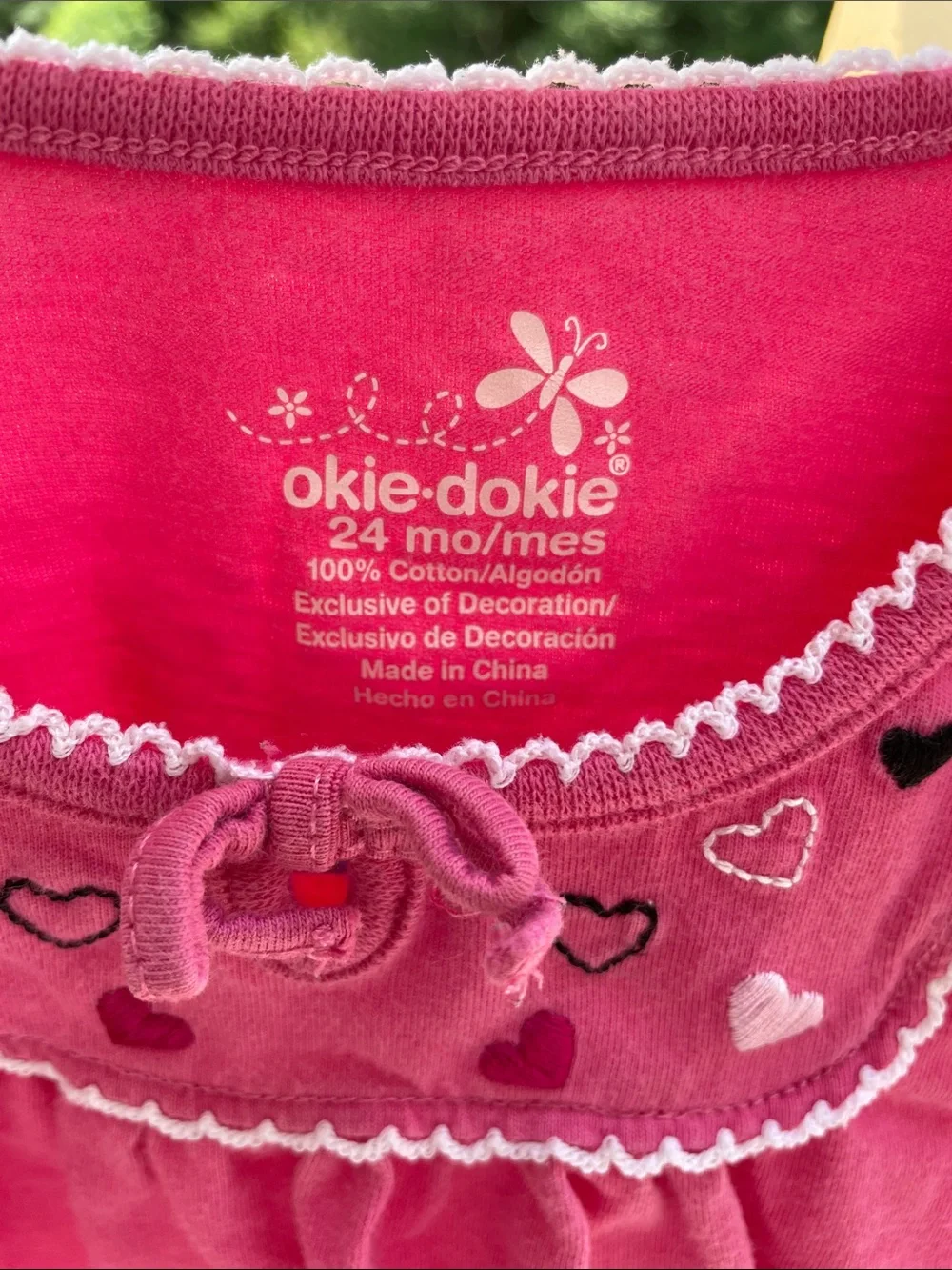 OshKosh B'gosh Bright Pink Long-Sleeve Heart Yoke Top